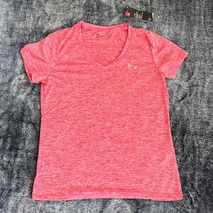 Under Armour Women's Heathered Pink V-Neck Tee